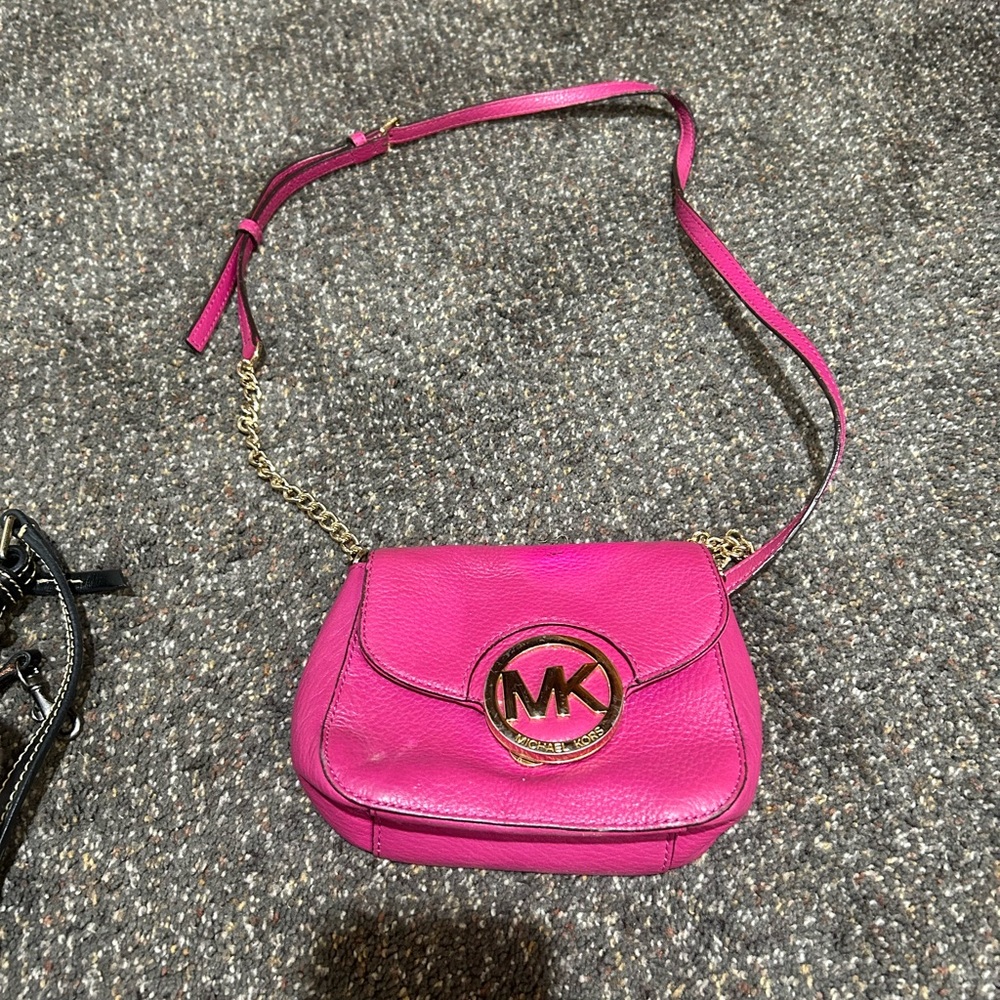 Michael Kors Fuchsia Crossbody Bag with Gold Accents